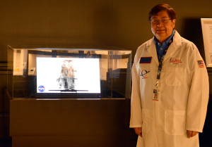 Dr. Ken Fernandez shown with the 3-D X-Ray exhibit at the U.S. Space and Rocket Center